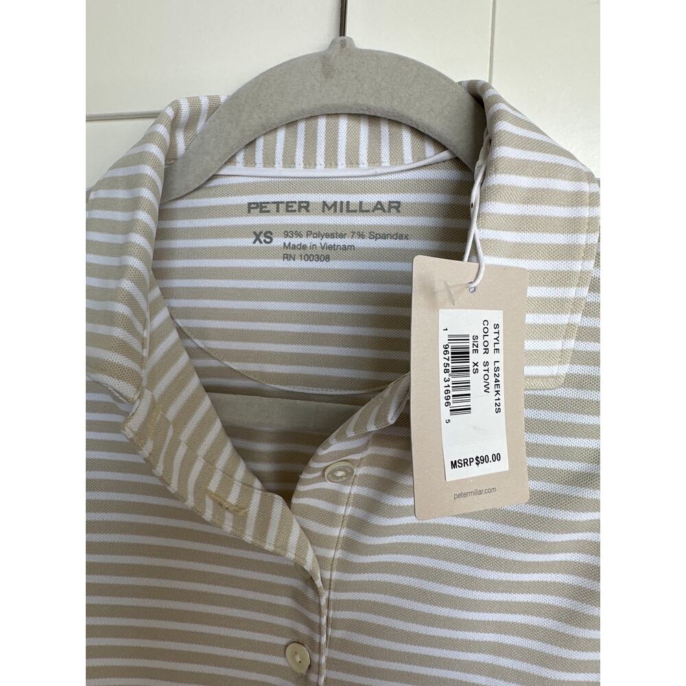 Peter Millar Ladies Sport Mesh Button-Up Sleeveless Striped Polo NWT, Size XS - Picture 2 of 6